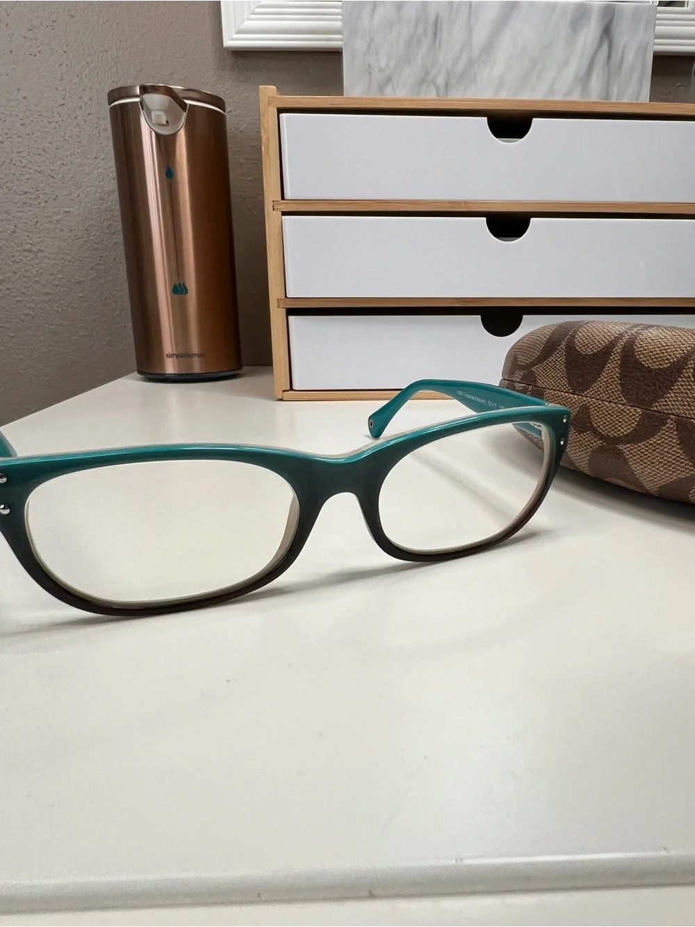 Coach Turquoise Gradient Eyeglass Frames with Case